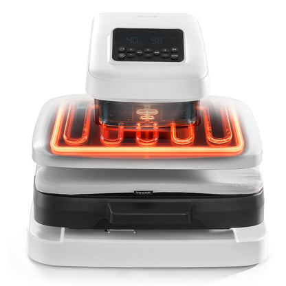Auto Heat Press Machine, 38 x 38 cm, T-Shirt Press Machine with Auto Release and Adjustable Pressure, Digital Display, Rapid Heating, for Sublimation, Vinyl, Heat Transfer Projects, White