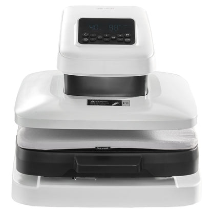 Auto Heat Press Machine, 38 x 38 cm, T-Shirt Press Machine with Auto Release and Adjustable Pressure, Digital Display, Rapid Heating, for Sublimation, Vinyl, Heat Transfer Projects, White