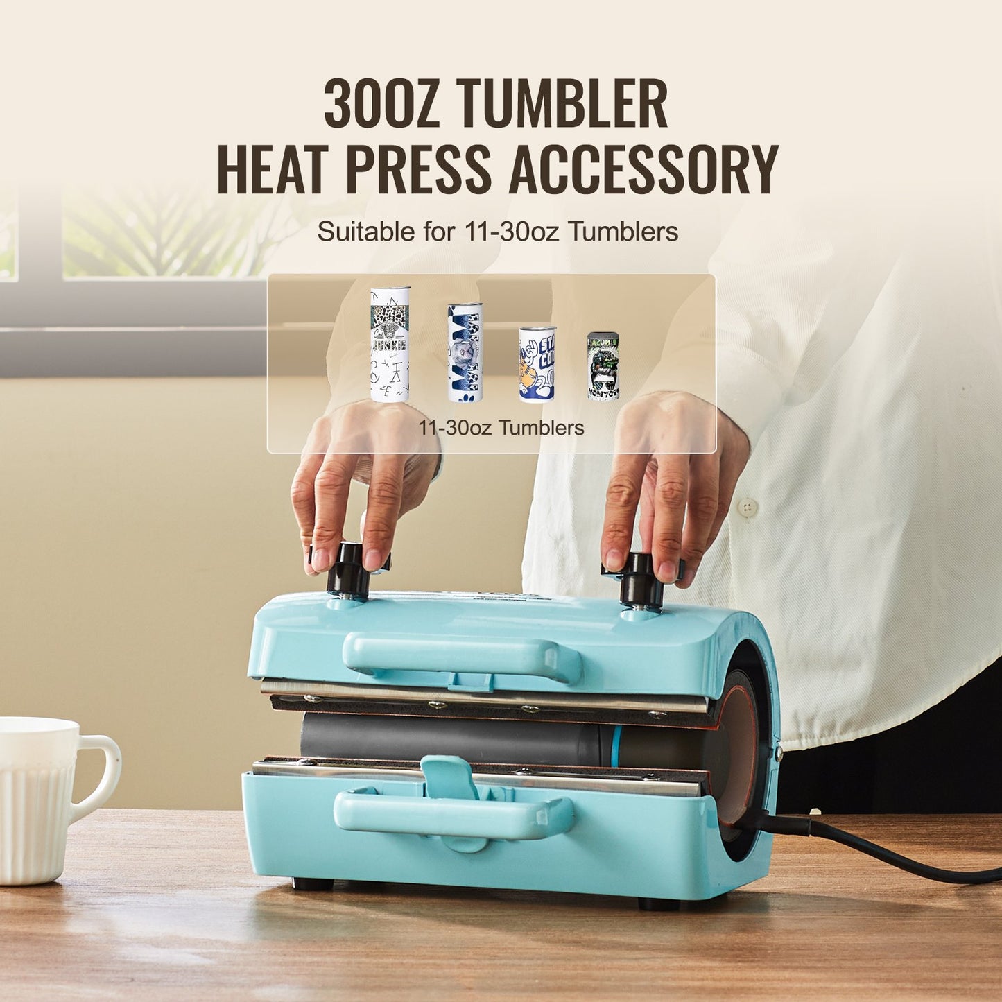 VEVOR Auto Heat Press Machine Kit Tumbler Press 2-in-1, 15 x 15 in Smart T Shirt
