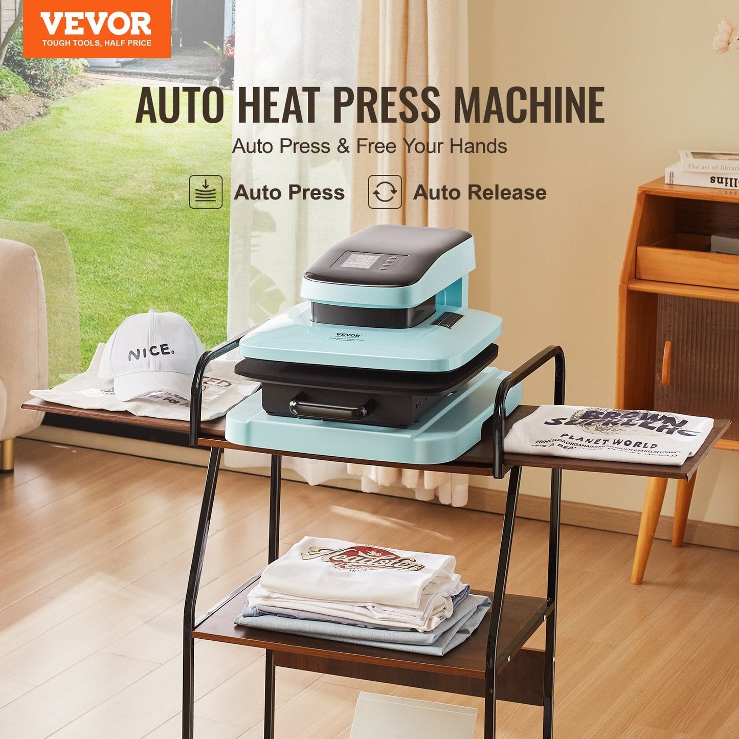 Smart Auto Heat Press Machine, 38 x 38 cm for T-Shirts & Vinyl Transfers