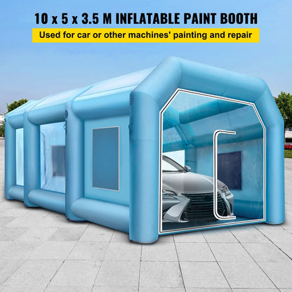 Large Inflatable Car Paint Booth with Blowers, 10x5x3.5m, 220V, Blue