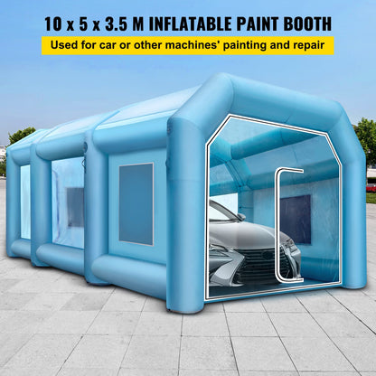 VEVOR 33x16.4x11.5Ft Inflatable Spray Booth Custom Tent 220V AC Car Paint Booth