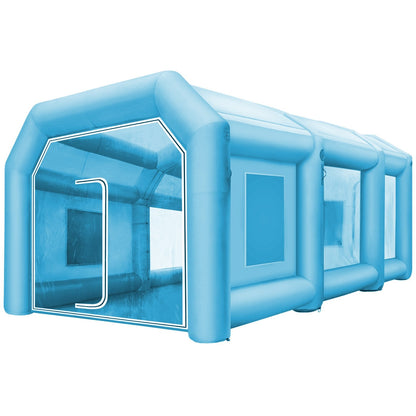Large Inflatable Car Paint Booth with Blowers, 10x5x3.5m, 220V, Blue