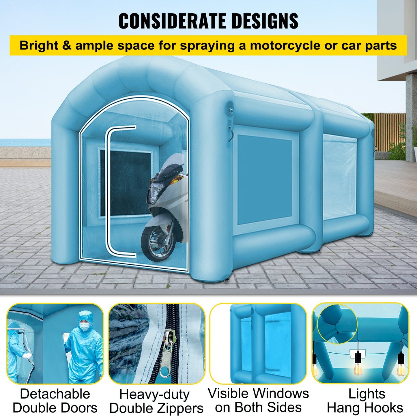 VEVOR Inflatable Spray Booth Tent 13 x 8 x 7FT Inflatable Paint Booth Tent Car Paint