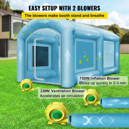 VEVOR Inflatable Spray Booth Tent 13 x 8 x 7FT Inflatable Paint Booth Tent Car Paint