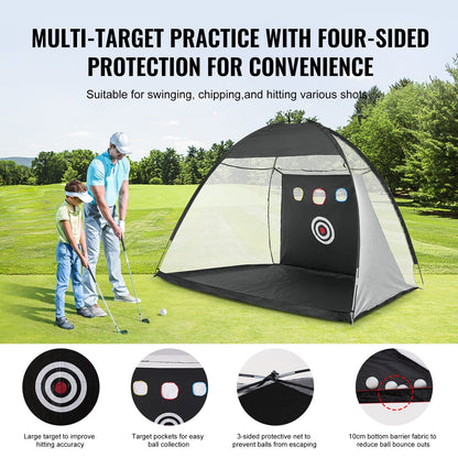 Golf Swing Training Net 3x2m with Target & Carry Bag for Indoor/Outdoor Practice