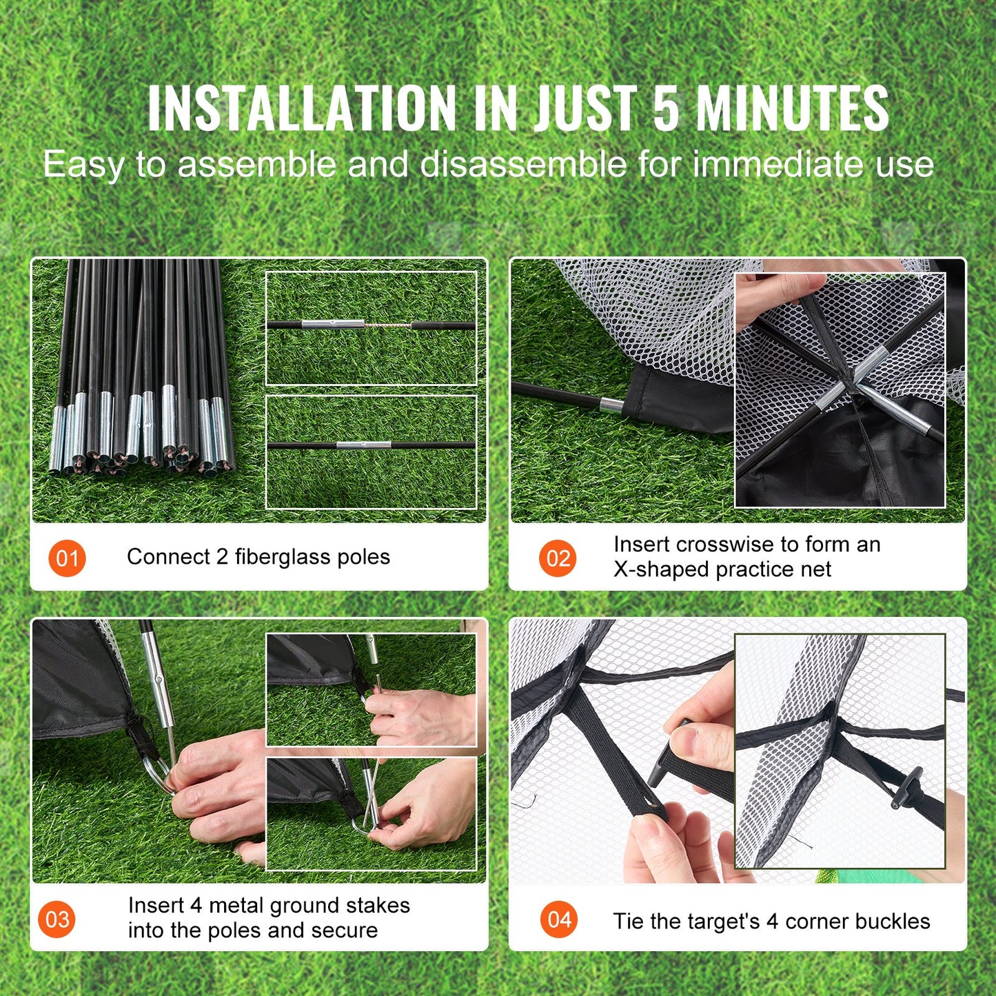 VEVOR Golf Net, 10x7ft Golf Practice Net, Indoor Outdoor Home Golf Swing Training,