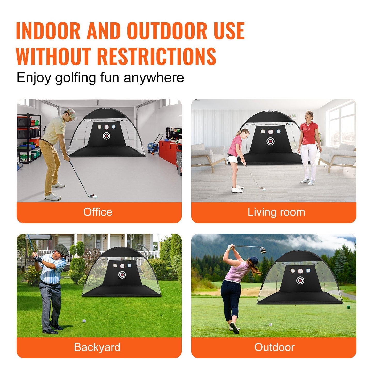 Golf Swing Training Net 3x2m with Target & Carry Bag for Indoor/Outdoor Practice