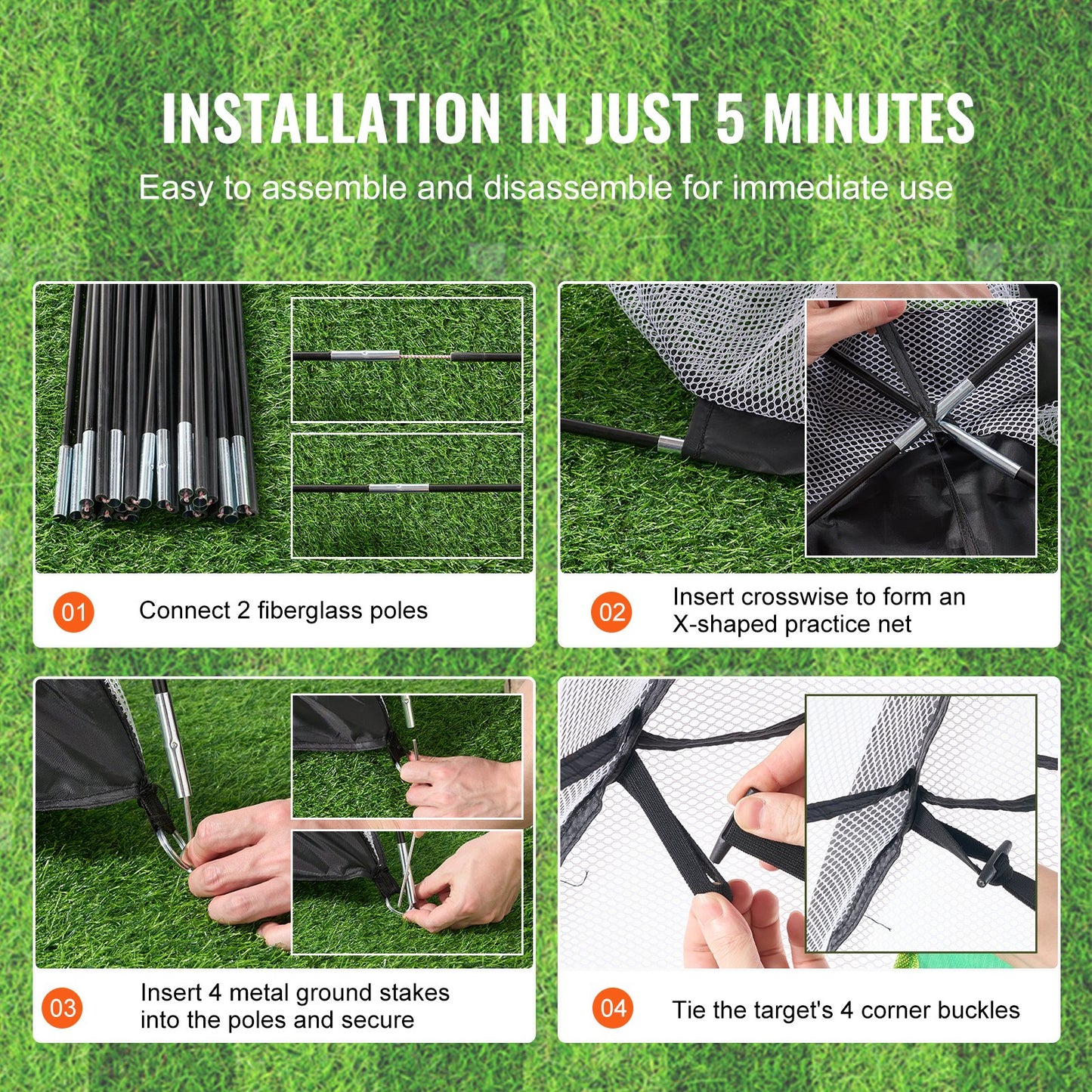 VEVOR Golf Net, 10x7ft All in 1 Practice Net, Indoor Outdoor Home Golf Swing Training,