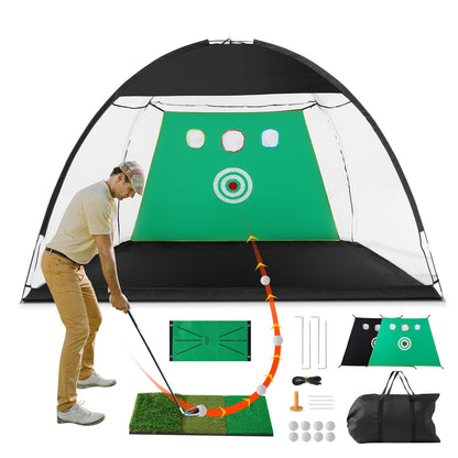 Indoor/Outdoor Golf Practice Net 3x2m with Target, Mats, Balls & Accessories