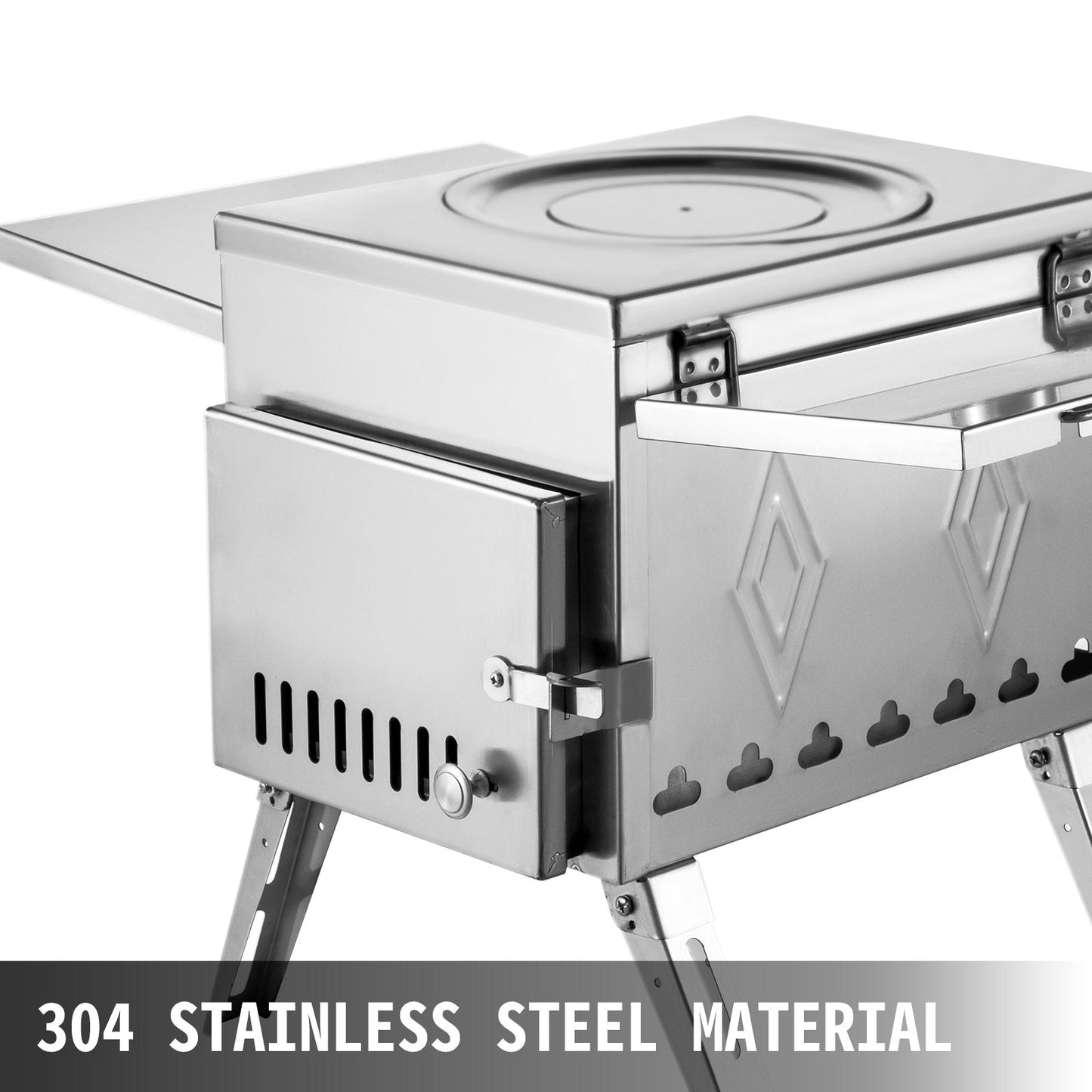 Portable Stainless Steel Wood Burning Stove for Camping with Chimney Pipe