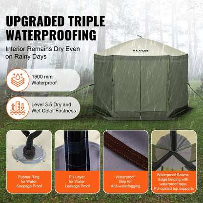 6-Sided Pop-Up Gazebo Tent with Removable Panels, 3.05m, Army Green