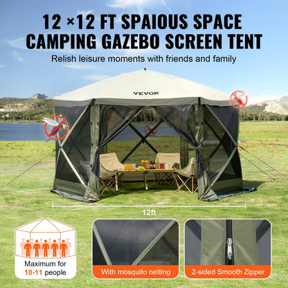 6-Sided Pop-Up Gazebo Tent with Mosquito Netting & Privacy Cloths, 3.66m x 3.66m