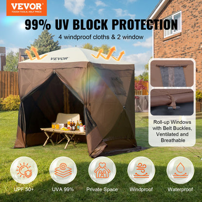 VEVOR Pop Up Gazebo Tent, Pop-Up Screen Tent 4 Sided Canopy Sun Shelter with 4 Removable