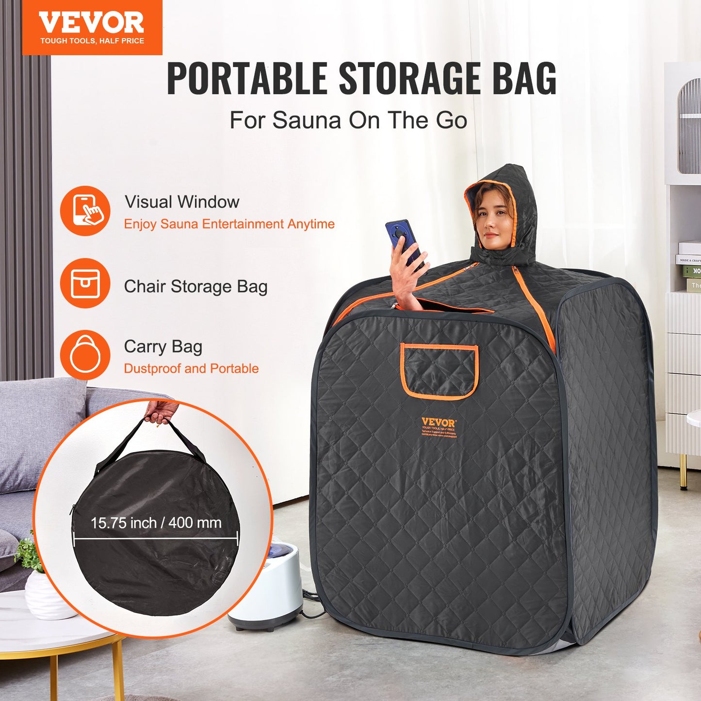 VEVOR Portable Steam Sauna Tent 1000W Personal Spa Loss Weight Detox Therapy, 800x800x1000