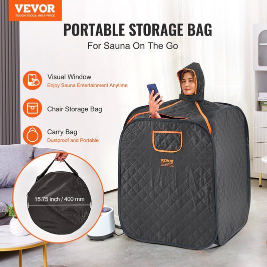 1000W personal sauna tent heats in 8 to 10 minutes for relaxing home spa sessions