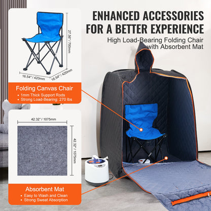 VEVOR Portable Steam Sauna Tent 1000W Personal Spa Loss Weight Detox Therapy, 800x800x1000