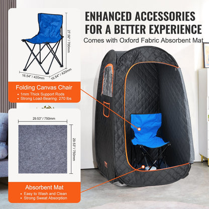 Compact 1000W Personal Steam Sauna Tent for Detox & Weight Loss Therapy