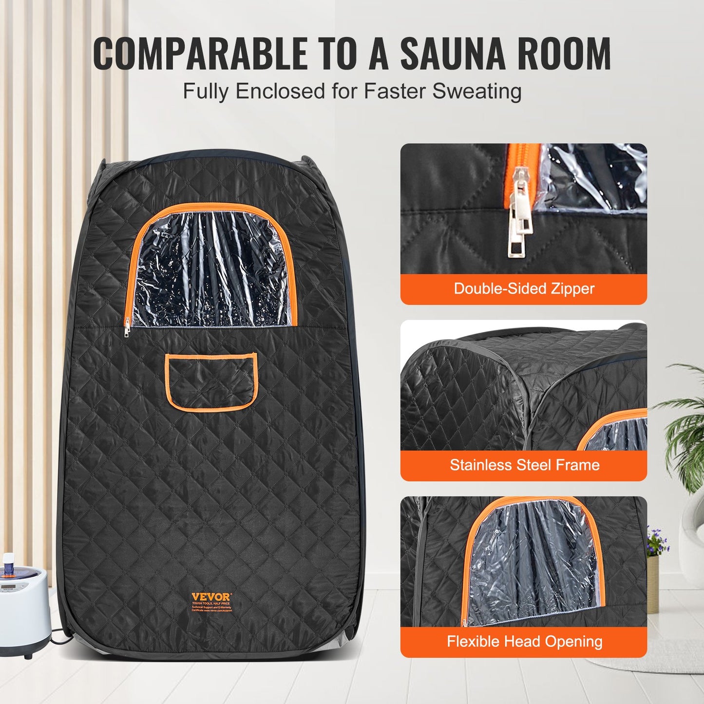 VEVOR 1000W Personal Steam Sauna Tent Loss Weight Detox Therapy Spa Compact, 800