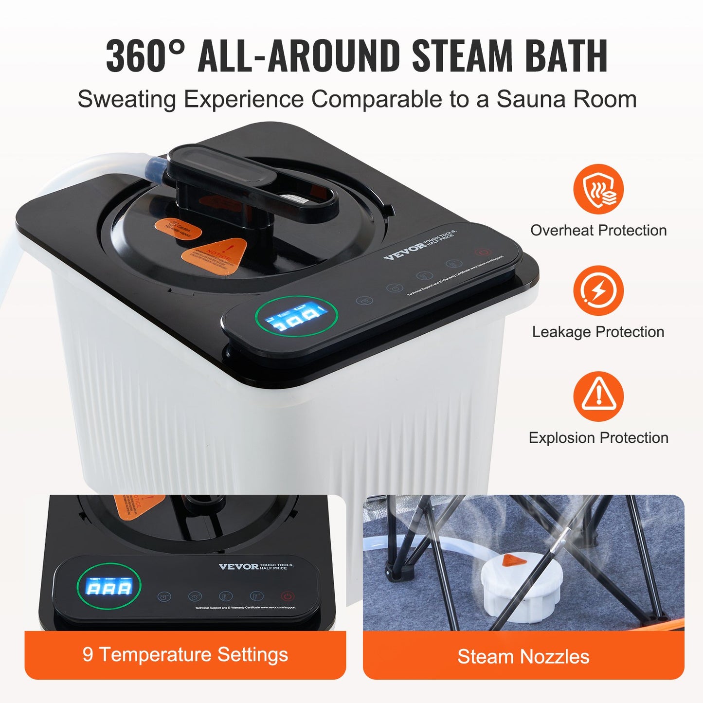 VEVOR Portable Steam Sauna Tent Full Size 2000W Personal Sauna Blanket W/ Chair,880