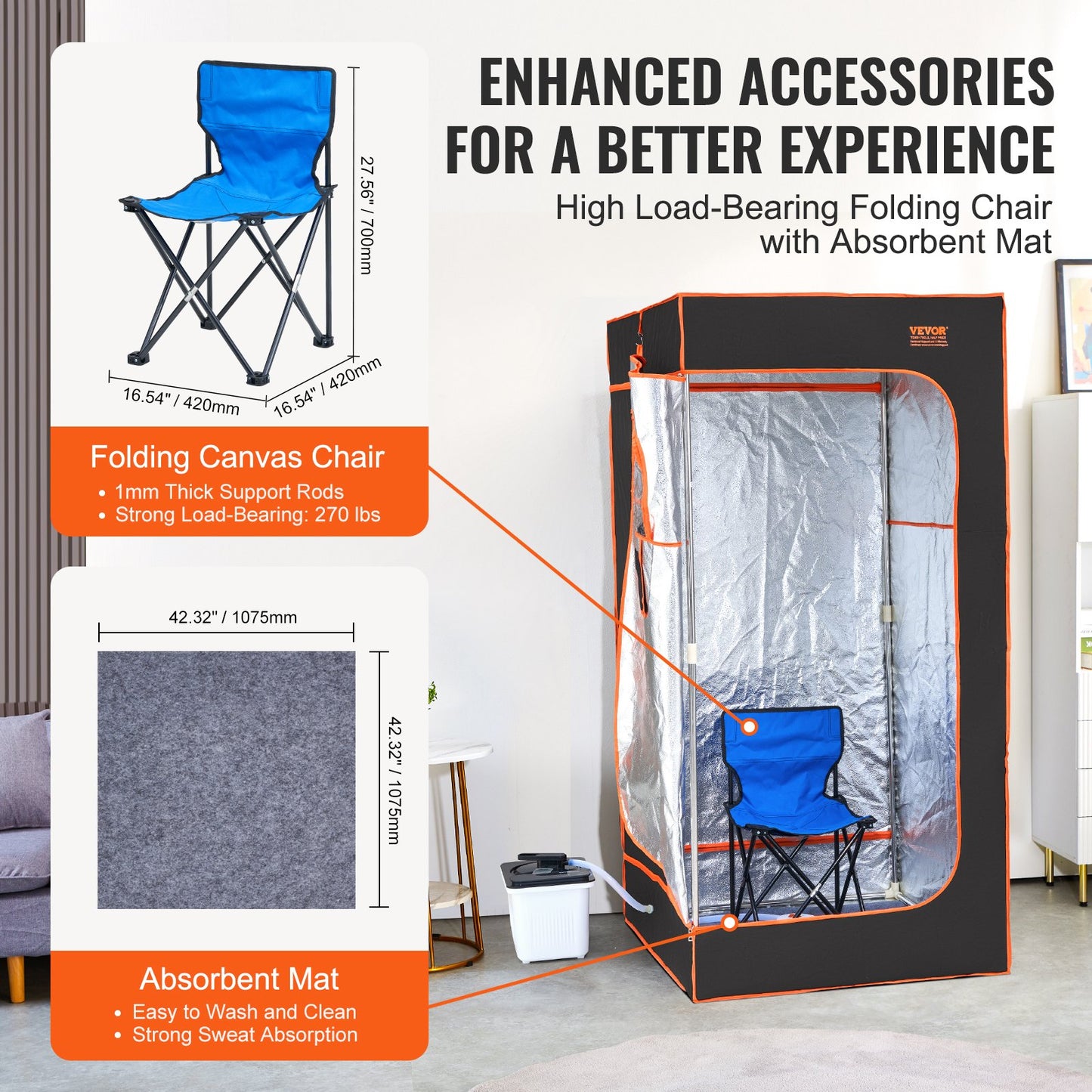 VEVOR Portable Steam Sauna Tent Full Size 2000W Personal Sauna Blanket W/ Chair,880
