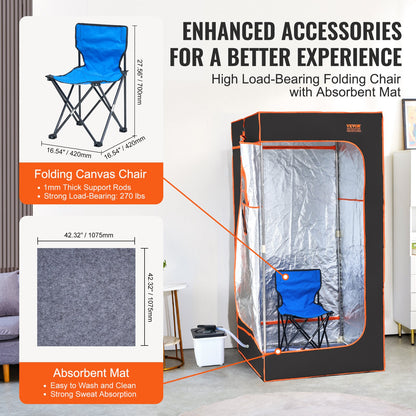 VEVOR Portable Steam Sauna Tent Full Size 2000W Personal Sauna Blanket W/ Chair,880