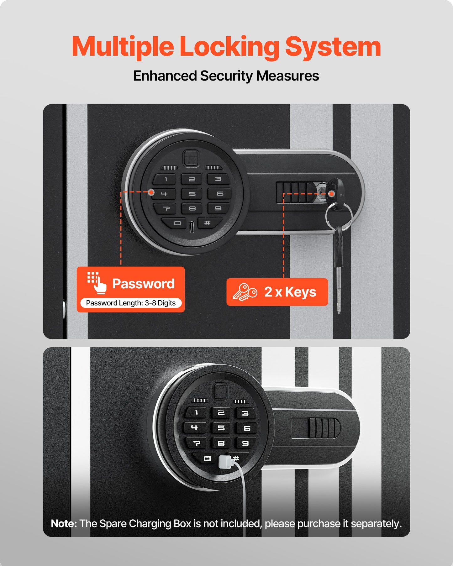 4 Gun Safe, Long Gun Cabinet for Rifles and Pistols, Quick Access Rifle Safe with 3 Ammo Slots and 2 Adjustable Racks, Large Digital Cabinet with Key and Password Lock