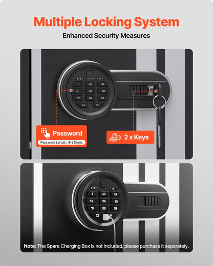 4 Gun Safe, Long Gun Cabinet for Rifles and Pistols, Quick Access Rifle Safe with 3 Ammo Slots and 2 Adjustable Racks, Large Digital Cabinet with Key and Password Lock