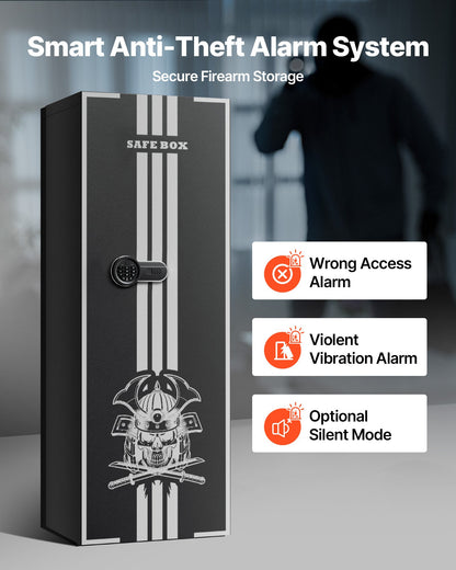 4 Gun Safe, Long Gun Cabinet for Rifles and Pistols, Quick Access Rifle Safe with 3 Ammo Slots and 2 Adjustable Racks, Large Digital Cabinet with Key and Password Lock