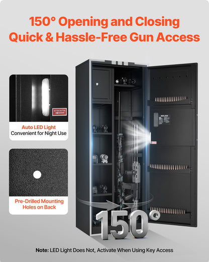 4 Gun Safe, Long Gun Cabinet for Rifles and Pistols, Quick Access Rifle Safe with 3 Ammo Slots and 2 Adjustable Racks, Large Digital Cabinet with Key and Password Lock