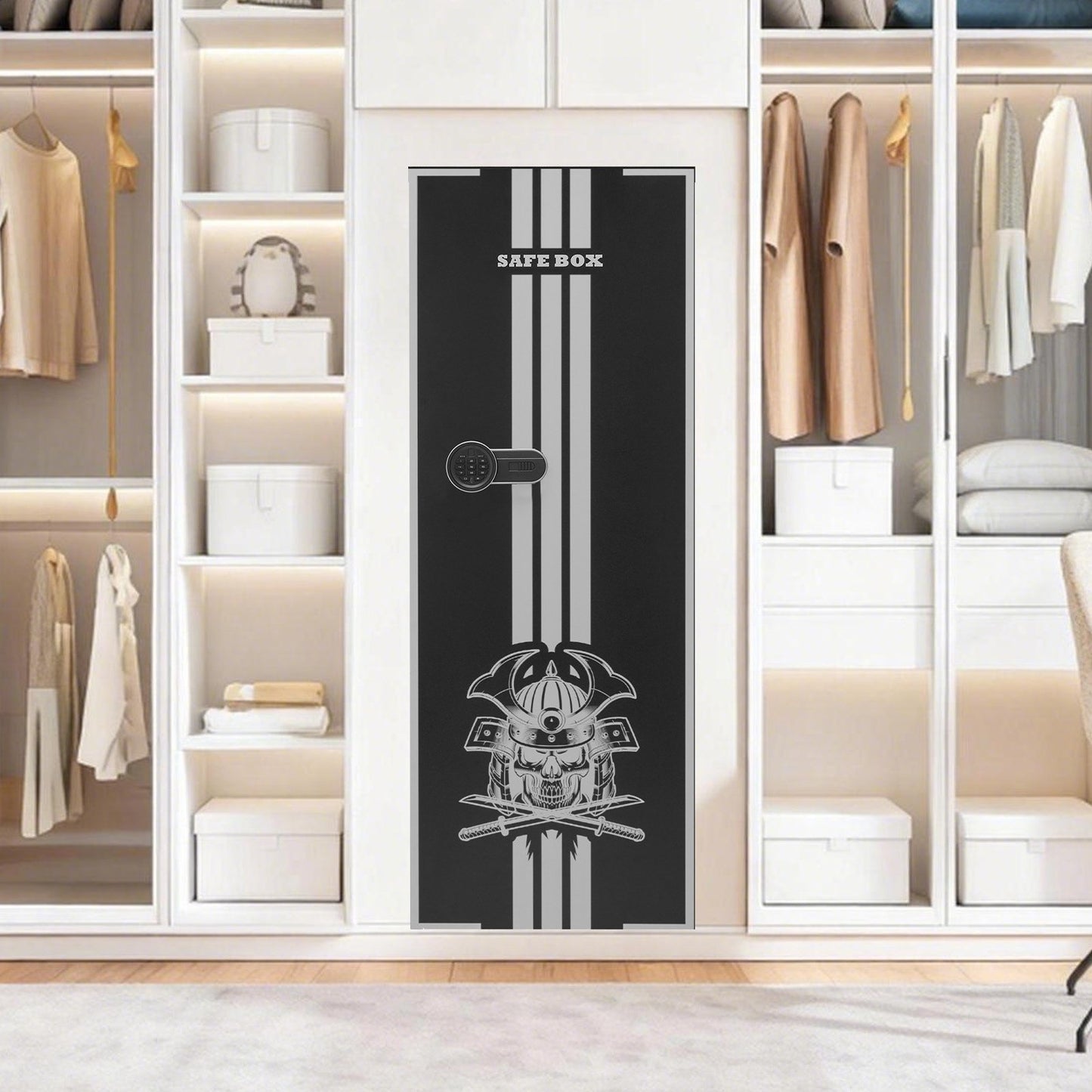 4 Gun Safe, Long Gun Cabinet for Rifles and Pistols, Quick Access Rifle Safe with 3 Ammo Slots and 2 Adjustable Racks, Large Digital Cabinet with Key and Password Lock
