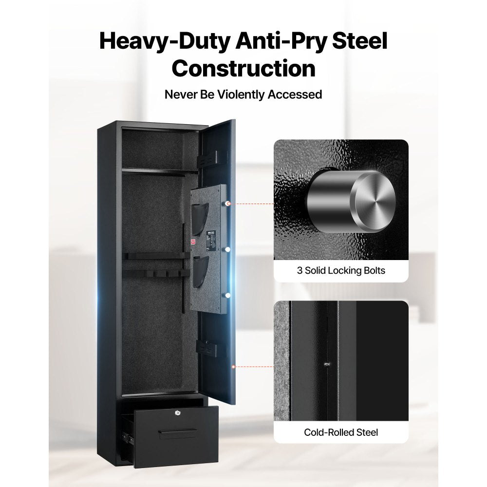 4 Gun Safe Long Gun Cabinet for Rifles & Pistols with Key and Password