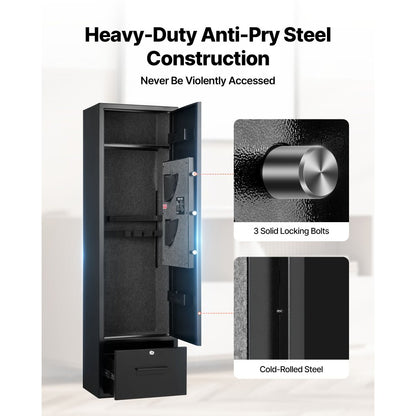 4 Gun Safe Long Gun Cabinet for Rifles & Pistols with Key and Password