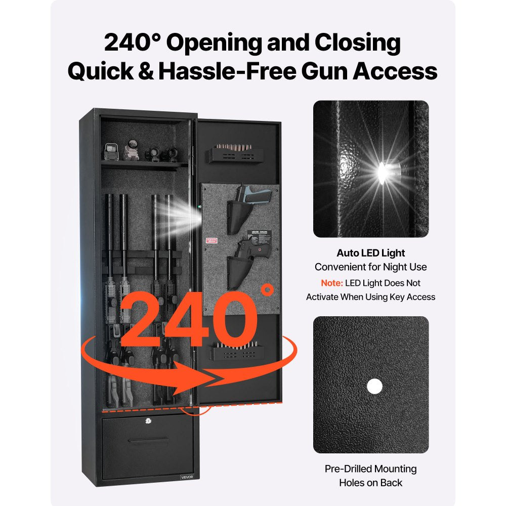 4 Gun Safe Long Gun Cabinet for Rifles & Pistols with Key and Password