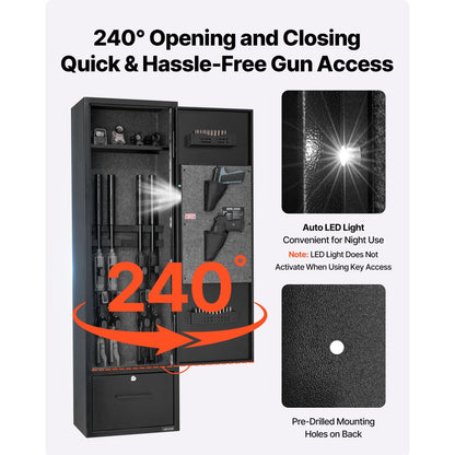 4 Gun Safe Long Gun Cabinet for Rifles & Pistols with Key and Password