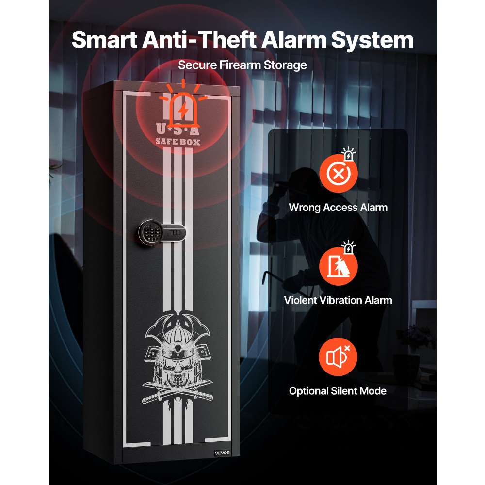 4 Gun Safe Long Gun Cabinet for Rifles & Pistols with Key & Password Lock