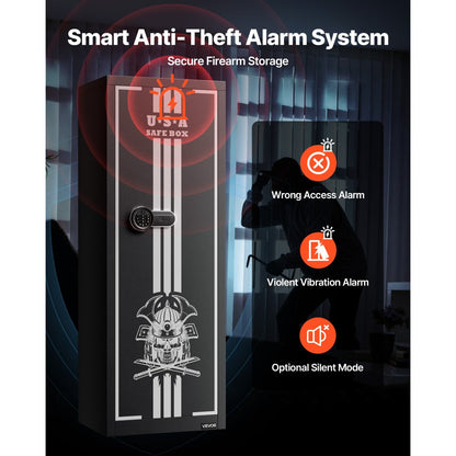 4 Gun Safe Long Gun Cabinet for Rifles & Pistols with Key & Password Lock