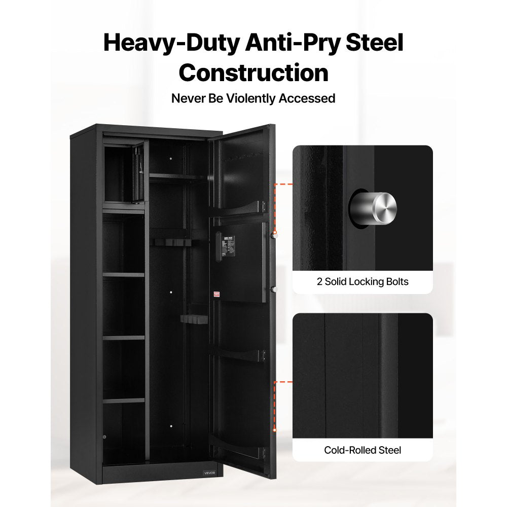 4 Gun Safe Long Gun Cabinet for Rifles & Pistols with Key & Password Lock