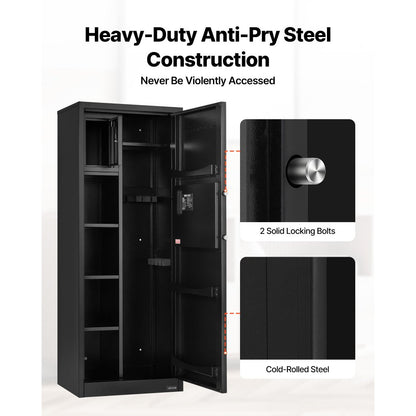4 Gun Safe Long Gun Cabinet for Rifles & Pistols with Key & Password Lock