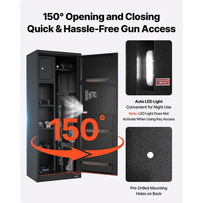 4 Gun Safe Long Gun Cabinet for Rifles & Pistols with Key & Password Lock