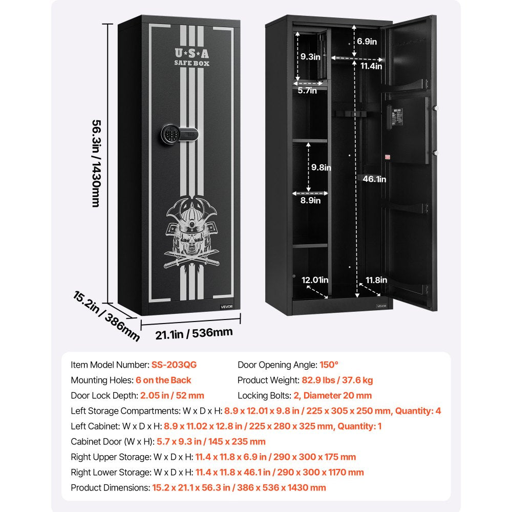 4 Gun Safe Long Gun Cabinet for Rifles & Pistols with Key & Password Lock
