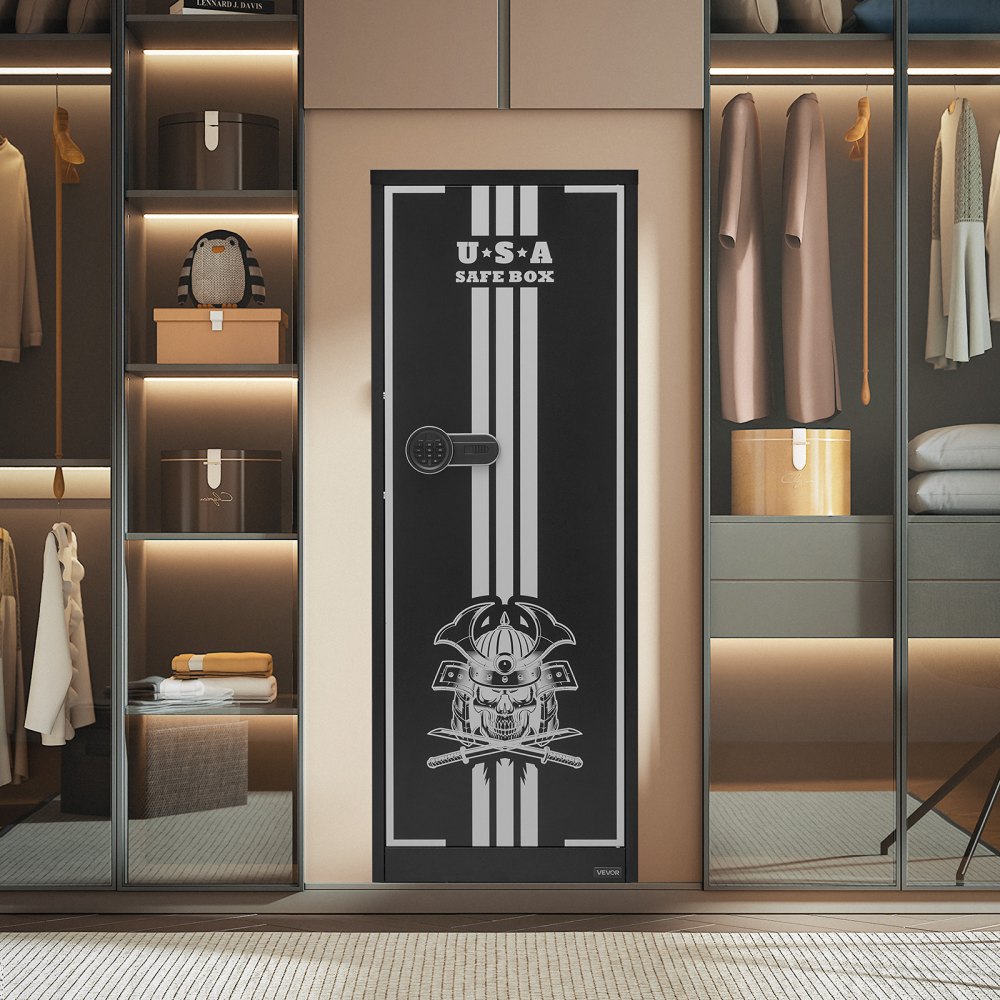 4 Gun Safe Long Gun Cabinet for Rifles & Pistols with Key & Password Lock