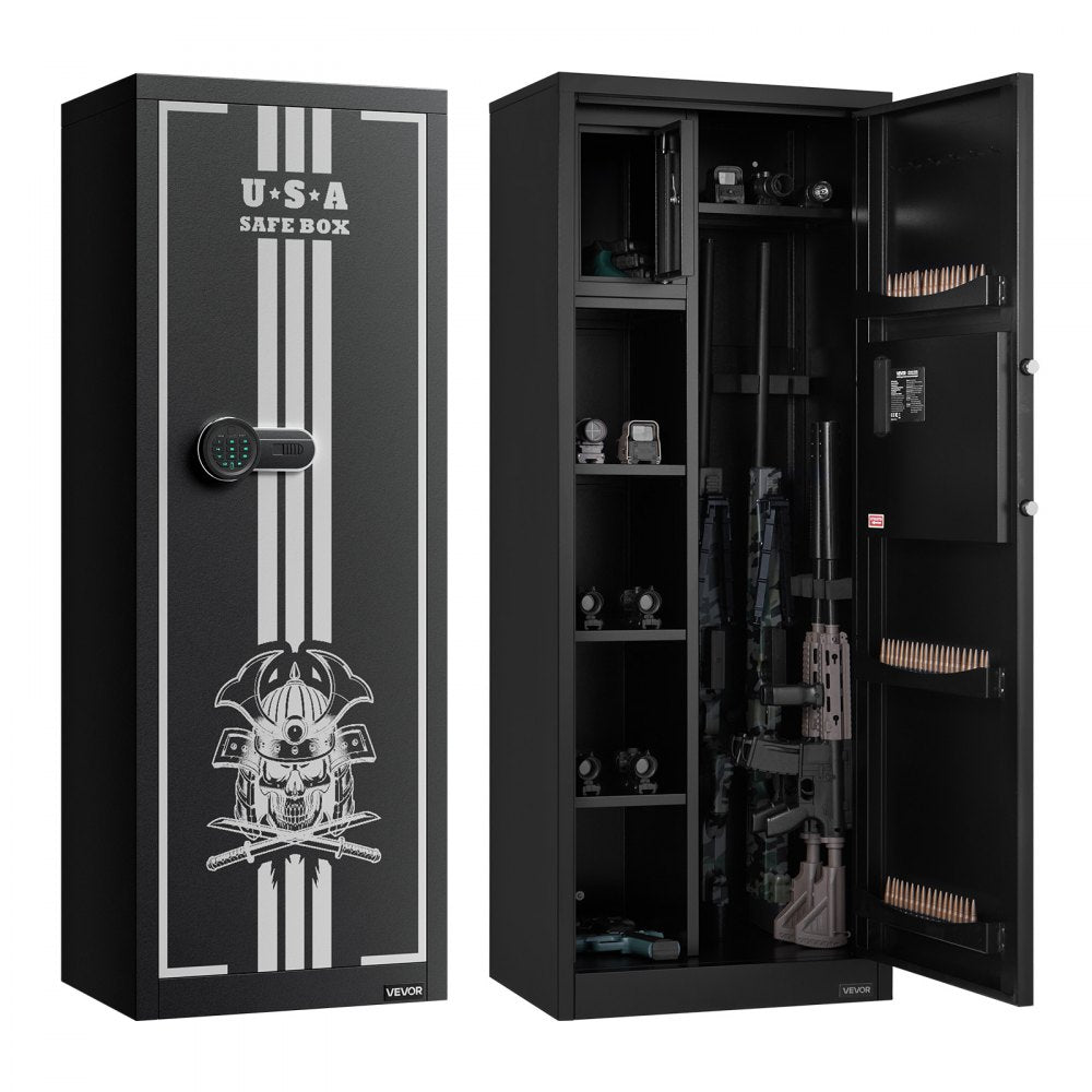 4 Gun Safe Long Gun Cabinet for Rifles & Pistols with Key & Password Lock