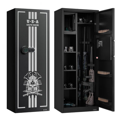 4 Gun Safe Long Gun Cabinet for Rifles & Pistols with Key & Password Lock