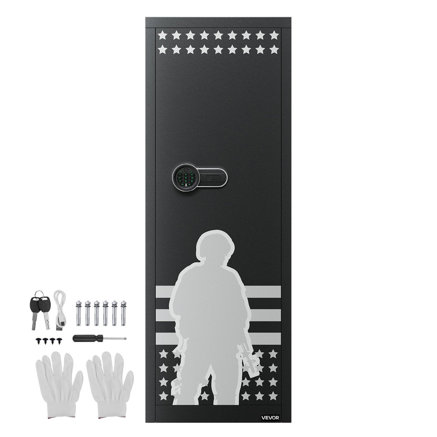 10-12 Gun Safe, Long Gun Cabinet for Rifles and Pistols, Quick Access Rifle Safe with 4 Pistol Pockets and 3 Adjustable Racks, Large Digital Cabinet with Key and Password Lock