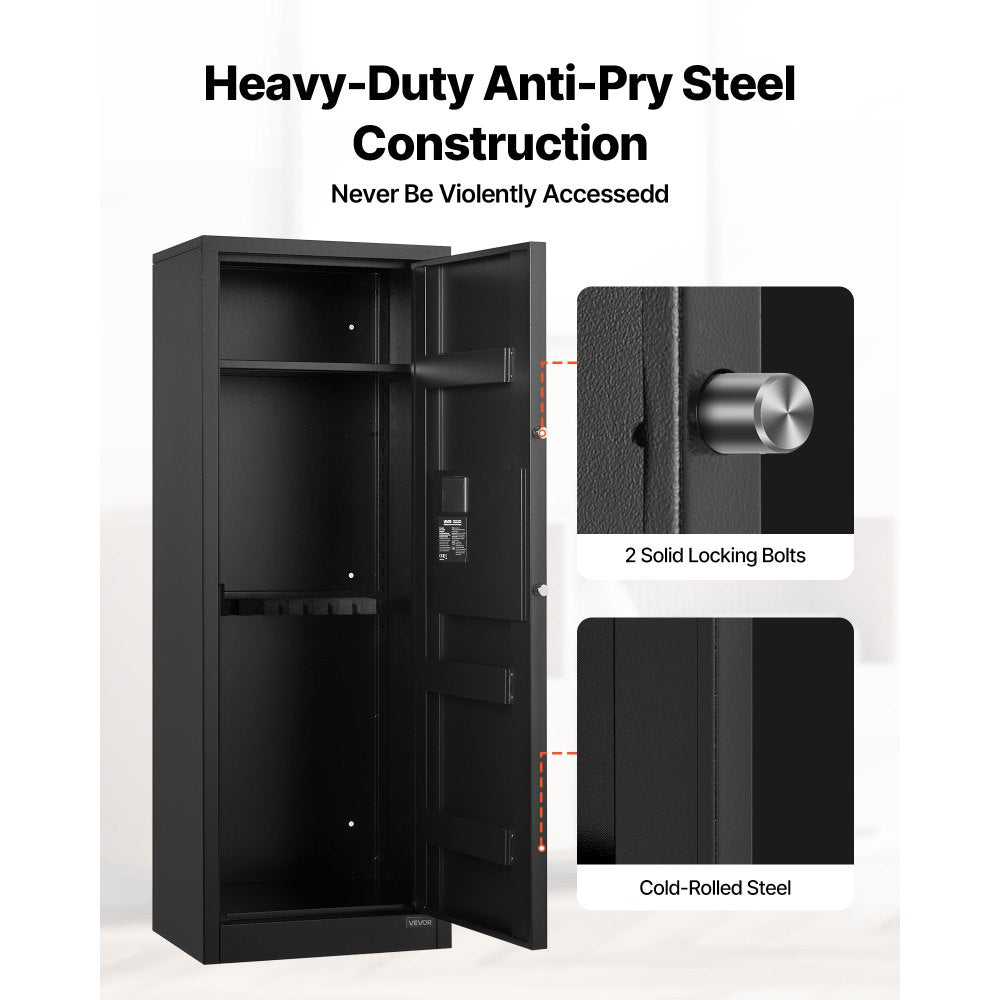 6-8 Gun Safe Long Gun Cabinet for Rifles & Pistols with Key and Password