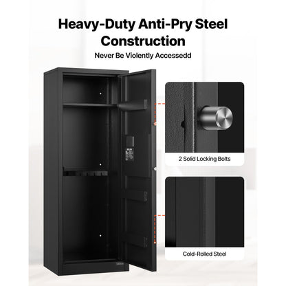 6-8 Gun Safe Long Gun Cabinet for Rifles & Pistols with Key and Password