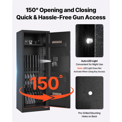 6-8 Gun Safe Long Gun Cabinet for Rifles & Pistols with Key and Password