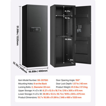 6-8 Gun Safe Long Gun Cabinet for Rifles & Pistols with Key and Password