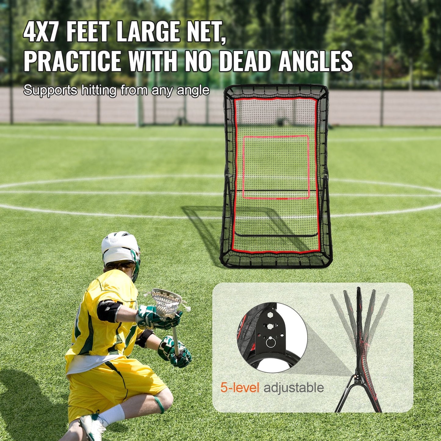 Adjustable 1.2x2.1m Multi-Sport Rebounder Net for Training and Practice